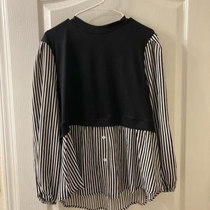 Black and White long‎ sleeve blouse. 2XL